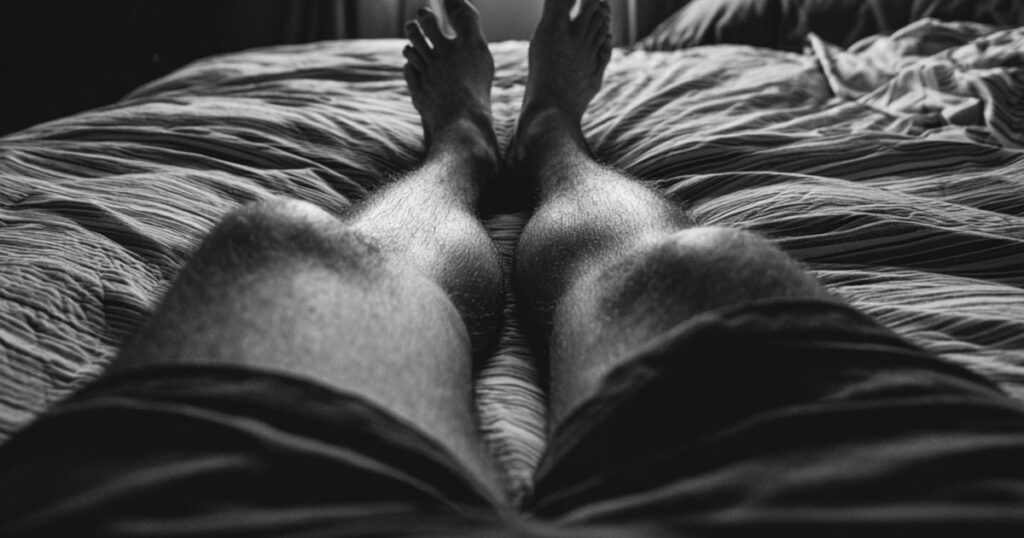 man in shorts sleeping