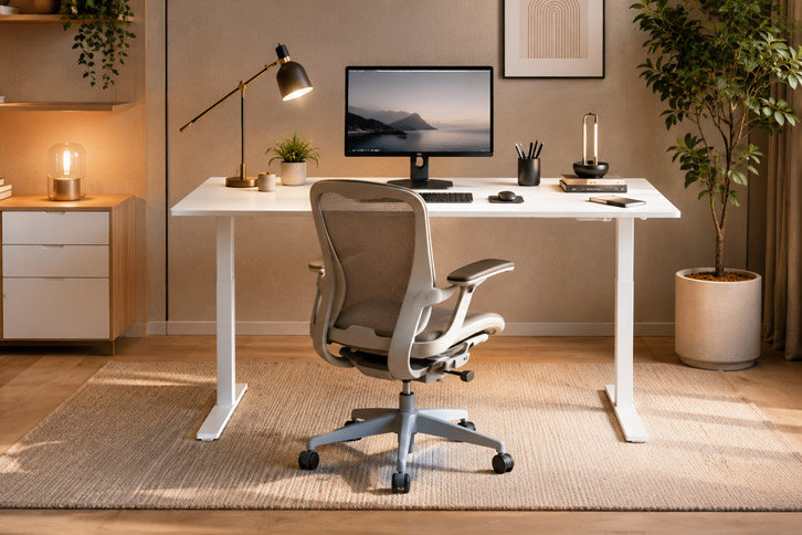 Mostrar el mecanismo de ajuste. Alt: "escritorio ajustable IKEA TROTTEN sit stand