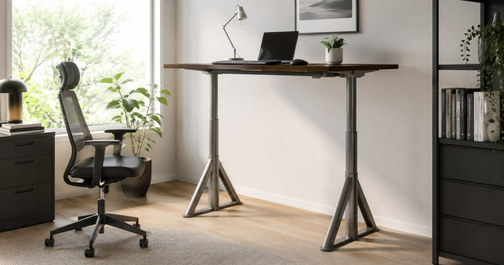Escritorio de pie IKEA IDÅSEN en home office moderno
