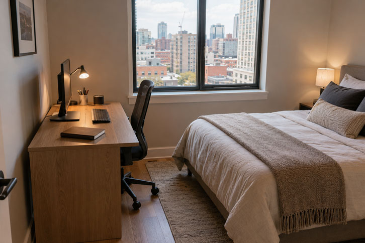 home office en dormitorio
