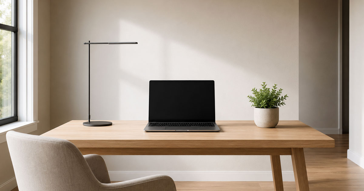 home office minimalista con escritorio ordenado