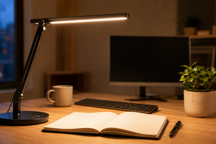 iluminación cálida para decorar oficina en casa