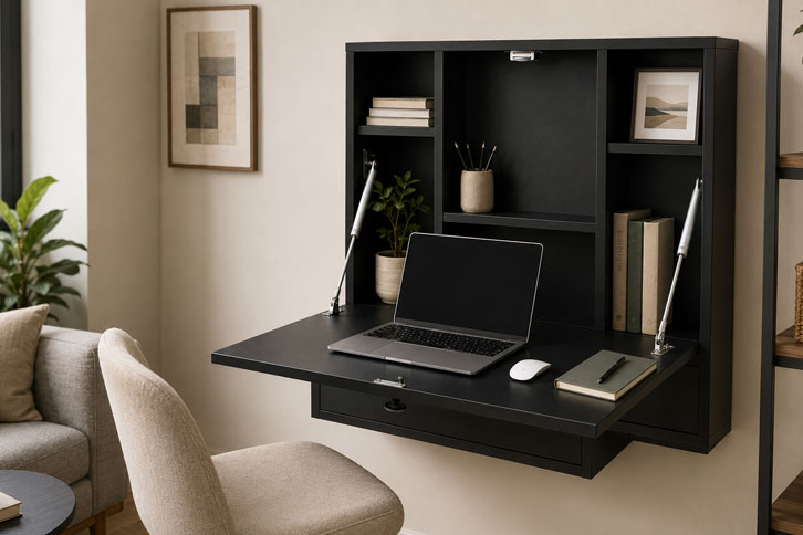 COSTWAY Wall-Mounted Desk con Almacenamiento - Para quien necesita guardar cosas