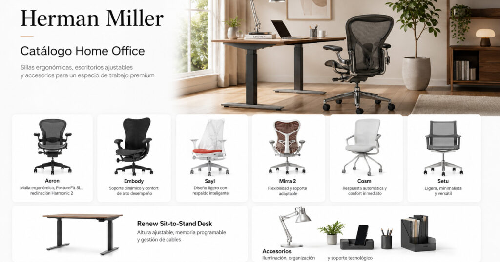 catálogo completo de productos Herman Miller para home office 2026