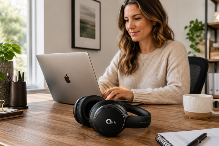 Alternativa Económica: Anker Soundcore Q45 - setup trabajo desde casa mamá